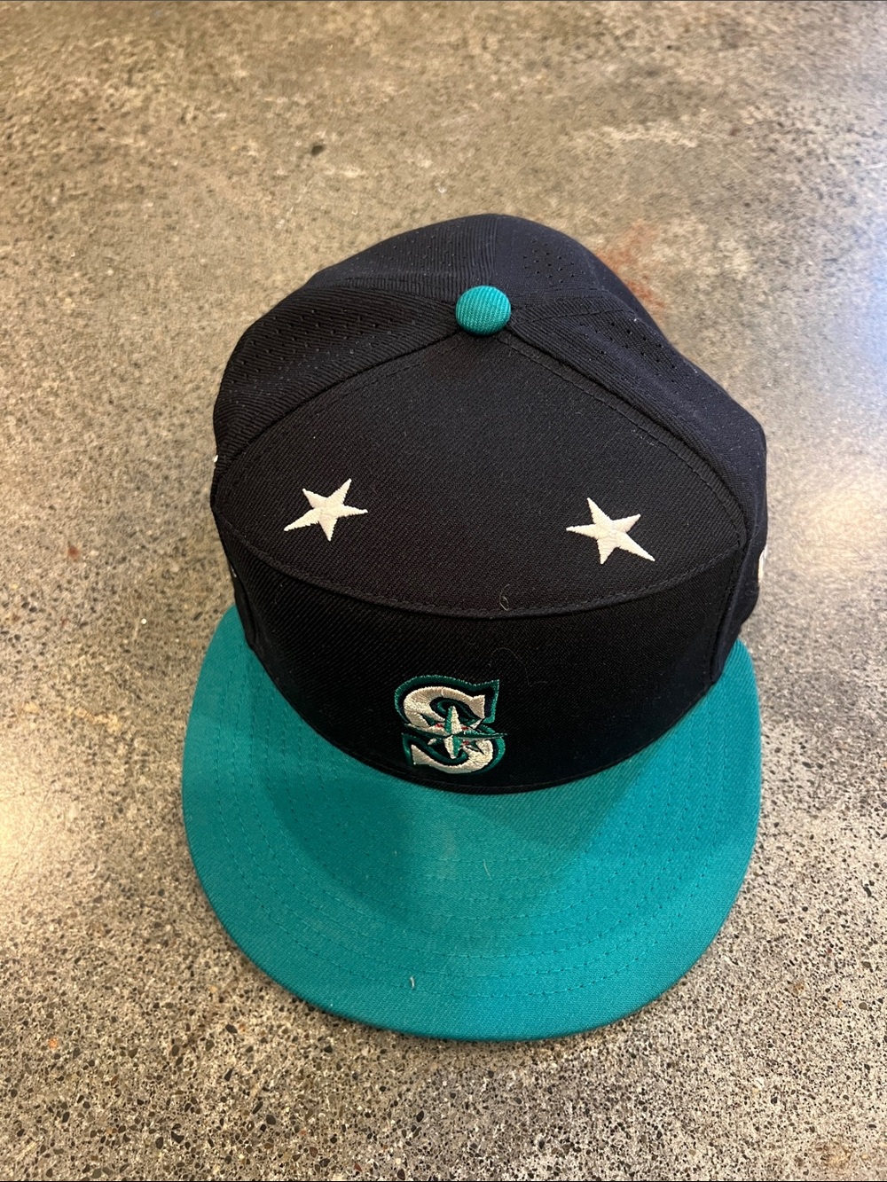 Seattle Mariners Black & Teal Snapback Hat. All Star 25